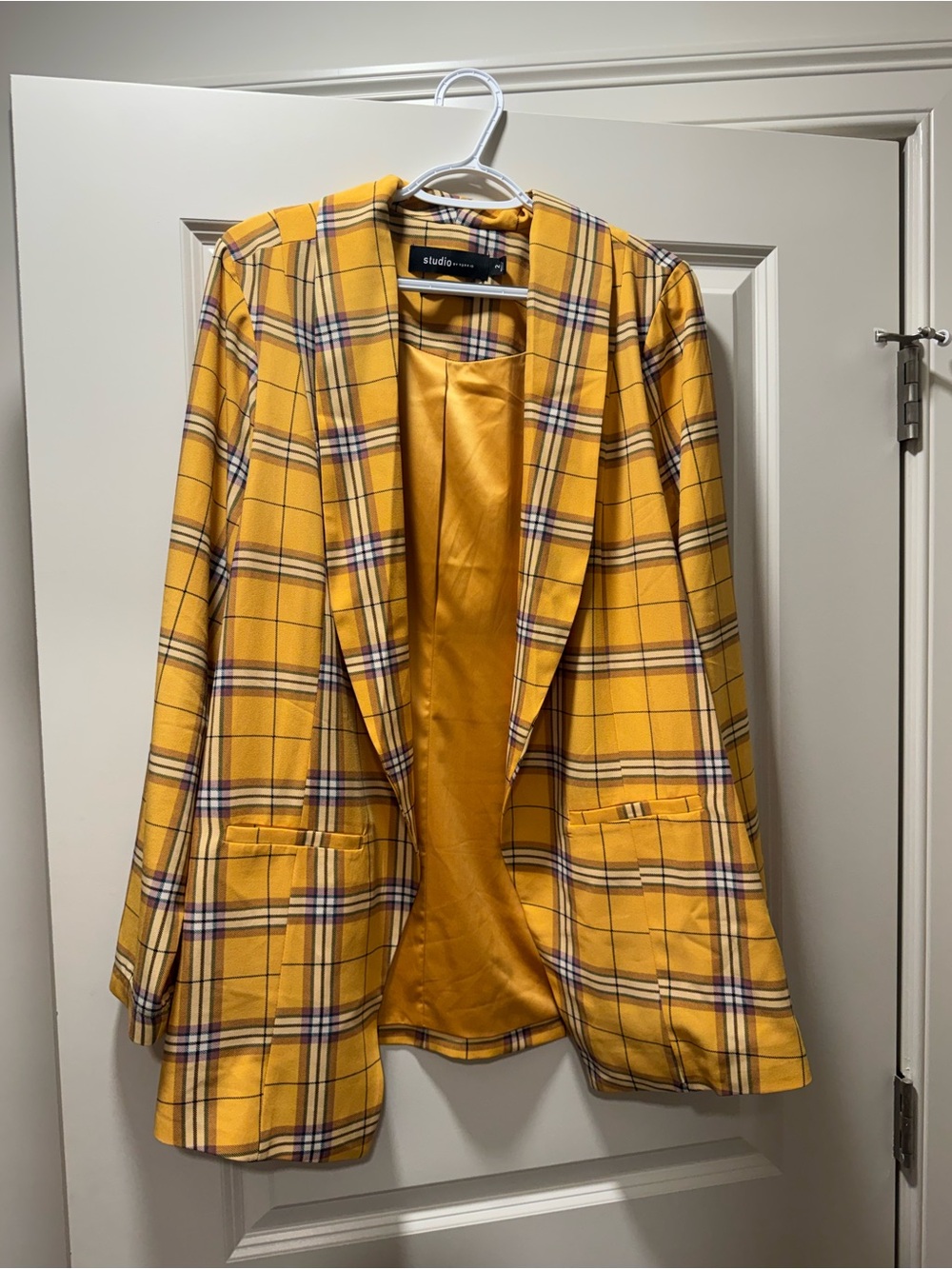 Studio by Torrid Yellow Plaid Blazer Jacket